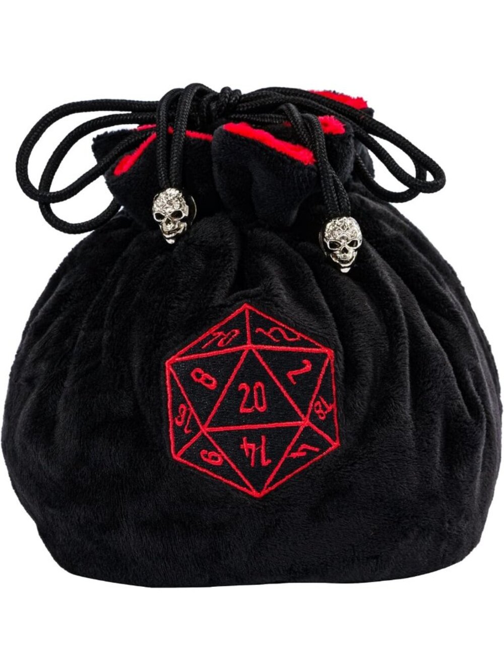 Large Black Dice Bag with Pockets & Drawstrings - Holds 200+ D20 RPG Dice